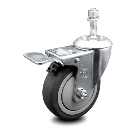 Service Caster 4 Inch Thermoplastic Rubber Swivel 3/8 Inch Stem Caster with Total Lock Brake SCC-TSTTL20S414-TPRB-381615